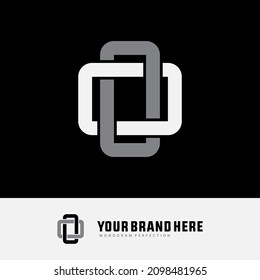 Monogram, Badge logo, Initial letters O or OO, Modern, Sporty white and grey color on black background