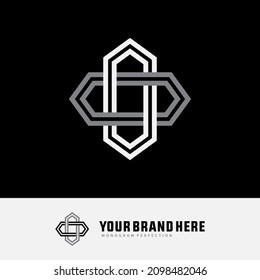 Monogram, Badge logo, Initial letters O or OO, Modern, Sporty white and grey color on black background