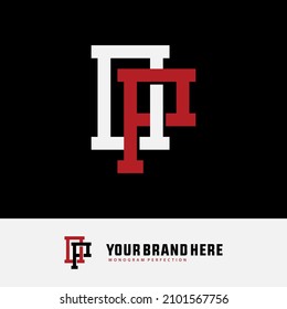 Monogram, Badge logo, Initial letters O, P, OP or PO, Interlock, Modern, Sporty, White and Red Color on Black Background