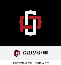 Monogram, Badge logo, Initial letters O, P, OP or PO, Interlock, Modern, Sporty, White and Red Color on Black Background