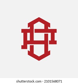 Monogram, Badge logo, Initial letters O, P, OP or PO, Interlock, Modern, Sporty, Red Color on White Background