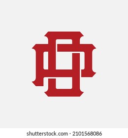 Monogram, Badge logo, Initial letters O, P, OP or PO, Interlock, Modern, Sporty, Red Color on White Background