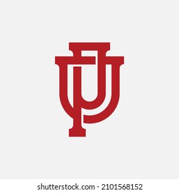 Monogram, Badge logo, Initial letters O, P, OP or PO, Interlock, Modern, Sporty, Red Color on White Background