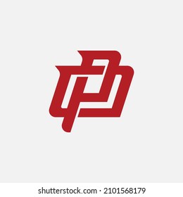 Monogram, Badge logo, Initial letters O, P, OP or PO, Interlock, Modern, Sporty, Red Color on White Background