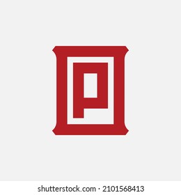 Monogram, Badge logo, Initial letters O, P, OP or PO, Modern, Sporty, Red Color on White Background