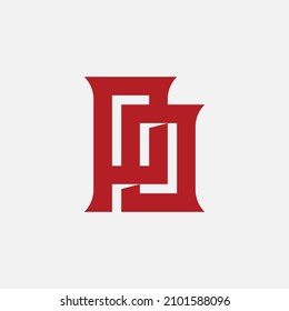 Monogram, Badge logo, Initial letters O, P, OP or PO, Interlock, Modern, Sporty, Red Color on White Background