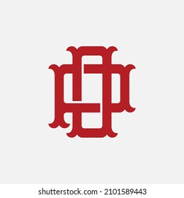 Monogram, Badge logo, Initial letters O, P, OP or PO, Interlock, Vintage, Classic, Red Color on White Background