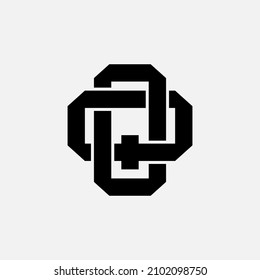 Monograma, logotipo de distintivo, letras iniciales O, Q, OQ o QO, Interlock, Moderno, Deportivo, Color negro sobre fondo blanco