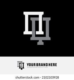 Monograma, logotipo de distintivo, letras iniciales O, Q, OQ o QO, Interlock, Moderno, deportivo, blanco y gris sobre fondo negro