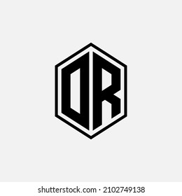 Monogram, Badge logo, Initial letters O, R, OR or RO, Modern, Sporty, Black Color on White Background
