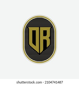 Monogram, Badge logo, Initial letters O, R, OR or RO, Modern, Sporty, Black and Gold Color on White Background