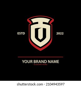 Monogram, Badge logo, Initial letters O, T, OT or TO, Interlock, Modern, Sporty, Cream and Red Color on Black Background