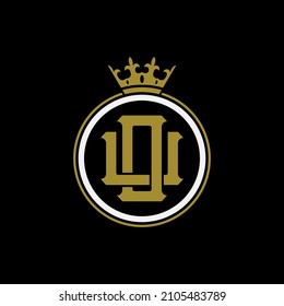 Monogram, Badge logo, Initial letters O, U, OU or UO, Interlock, Modern, Sporty, Gold and White Color on Black Background