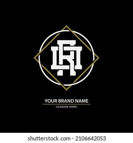Monogram, Badge logo, Initial letters O, R, OR or RO, Interlock, Modern, Sporty, White and Gold Color on Black Background