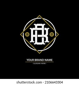 Monogram, Badge logo, Initial letters O, R, OR or RO, Interlock, Vintage, Classic, White and Gold Color on Black Background