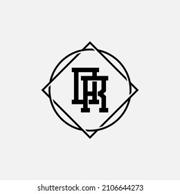 Monogram, Badge logo, Initial letters O, R, OR or RO, Interlock, Modern, Sporty, Black Color on White Background