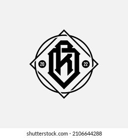 Monogram, Badge logo, Initial letters O, R, OR or RO, Interlock, Modern, Sporty, Black Color on White Background