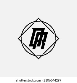 Monogram, Badge logo, Initial letters O, R, OR or RO, Interlock, Modern, Sporty, Black Color on White Background
