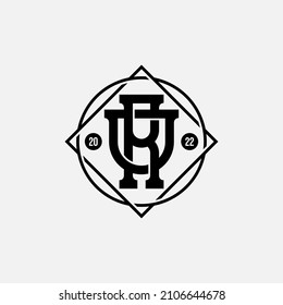 Monogram, Badge logo, Initial letters O, R, OR or RO, Interlock, Modern, Sporty, Black Color on White Background