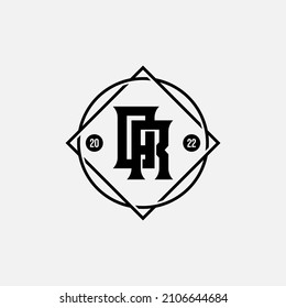 Monogram, Badge logo, Initial letters O, R, OR or RO, Interlock, Modern, Sporty, Black Color on White Background