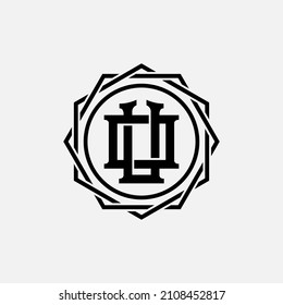 Monogram, Badge logo, Initial letters O, U, OU or UO, Interlock, Modern, Sporty, Black Color on White Background