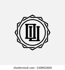 Monogram, Badge logo, Initial letters O, U, OU or UO, Interlock, Modern, Sporty, Black Color on White Background