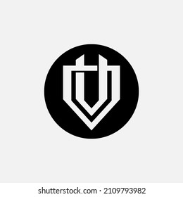 Monogram, Badge logo, Initial letters O, V, OV or VO, Interlock, Modern, Sporty, Black and White Color on White Background