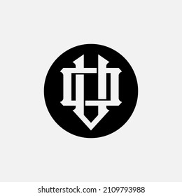 Monogram, Badge logo, Initial letters O, V, OV or VO, Interlock, Modern, Sporty, Black and White Color on White Background