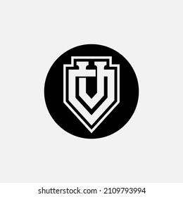 Monogram, Badge logo, Initial letters O, V, OV or VO, Interlock, Modern, Sporty, Black and White Color on White Background