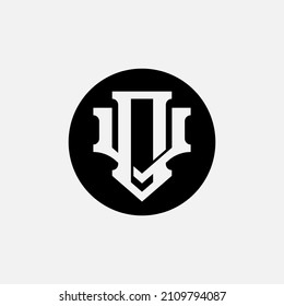 Monogram, Badge logo, Initial letters O, V, OV or VO, Interlock, Modern, Sporty, Black and White Color on White Background