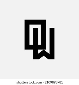 Monogram, Badge logo, Initial letters O, W, OW or WO, Interlock, Modern, Sporty, Black Color on White Background