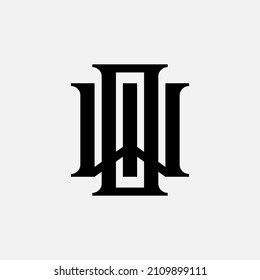 Monograma, logotipo de distintivo, letras iniciales O, W, OW o WO, interbloqueo, moderno, deportivo, color negro sobre fondo blanco