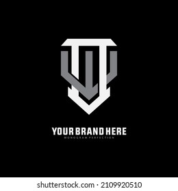 Monogram, Badge logo, Initial letters O, W, OW or WO, Interlock, Modern, Sporty, White and Gray Color on Black Background