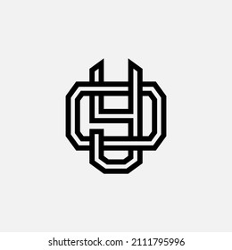 Monogram, Badge logo, Initial letters O, Y, OY or YO, Interlock, Modern, Sporty, Black Color on White Background