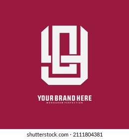 Monogram, Badge logo, Initial letters O, Y, OY or YO, Interlock, Modern, Sporty, White Color on Magenta Background