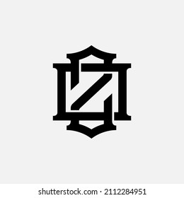 Monogram, Badge logo, Initial letters O, Z, OZ or ZO, Interlock, Modern, Sporty, Black Color on White Background