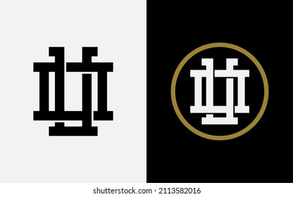 Monogram, Badge logo, Initial letters O, U, OU or UO, Interlock, Modern, Sporty, Black, White and Gold Color