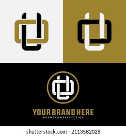 Monogram, Badge logo, Initial letters O, U, OU or UO, Interlock, Modern, Sporty, Black, White and Gold Color