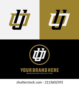 Monogram, Badge logo, Initial letters O, U, OU or UO, Interlock, Modern, Sporty, Black, White and Gold Color