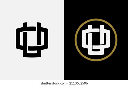 Monogram, Badge logo, Initial letters O, U, OU or UO, Interlock, Modern, Sporty, Black, White and Gold Color