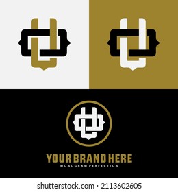 Monogram, Badge logo, Initial letters O, U, OU or UO, Interlock, Modern, Sporty, Black, White and Gold Color