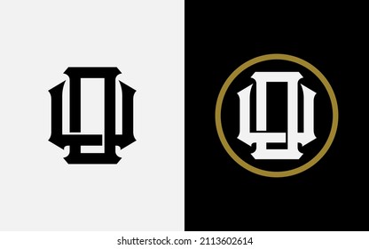 Monogram, Badge logo, Initial letters O, U, OU or UO, Interlock, Modern, Sporty, Black, White and Gold Color