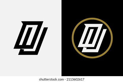 Monogram, Badge logo, Initial letters O, U, OU or UO, Interlock, Modern, Sporty, Black, White and Gold Color