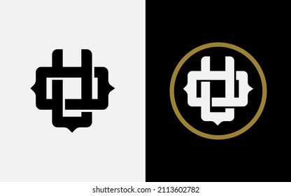 Monogram, Badge logo, Initial letters O, U, OU or UO, Interlock, Modern, Sporty, Black, White and Gold Color