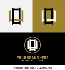 Monogram, Badge logo, Initial letters O, U, OU or UO, Interlock, Modern, Sporty, Black, White and Gold Color