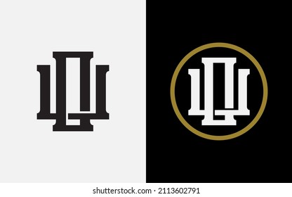 Monogram, Badge logo, Initial letters O, U, OU or UO, Interlock, Modern, Sporty, Black, White and Gold Color