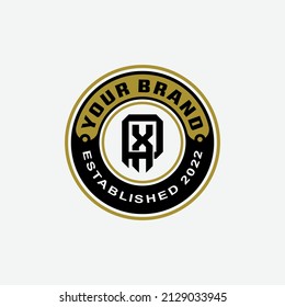 Monogram, Badge Logo, Initial letters P, X, PX or XP, Interlock, Modern, Sporty, Black and Gold Color on White Background