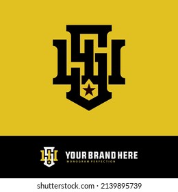Monogram, Badge Logo, Initial letters S, W, SW or WS, Interlock, Modern, Sporty, Black Color on Yellow Background