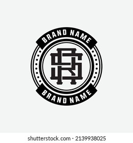 Monogram, Badge Logo, Initial letters R, S, RS or SR, Interlock, Modern, Sporty, Black Color on White Background