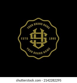 Monogram, Badge Logo, Initial letters S, Y, SY or YS, Interlock, Modern, Sporty, Gold Color on Black Background